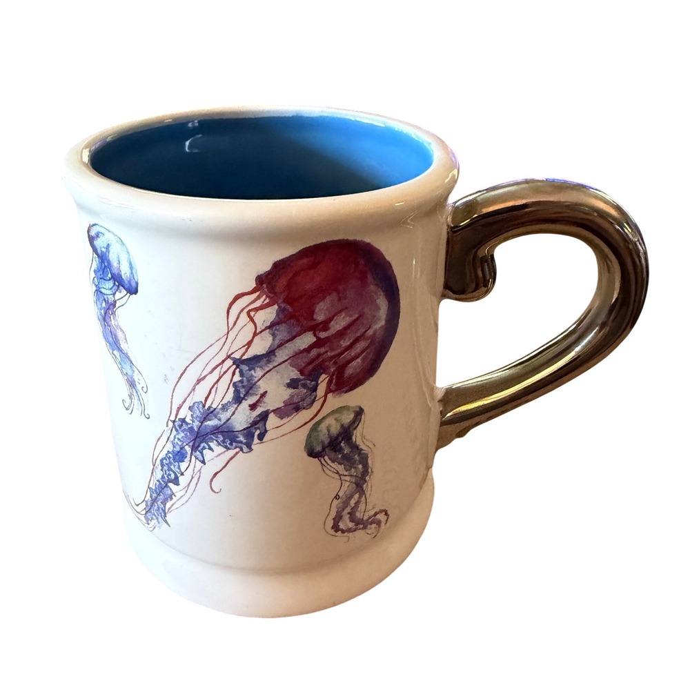 DEI Ocean Jellyfish Mug Blue silver handle